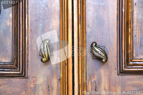 Image of abstract  house  door     in italy  lombardy     closed  nail