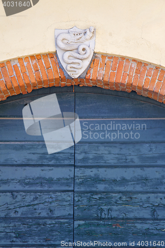 Image of abstract  house  door    in italy  lombardy   column snake