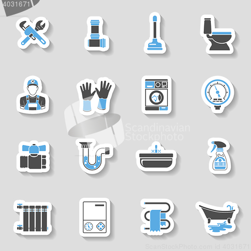 Image of Plumbing Service Icons Sticker Set