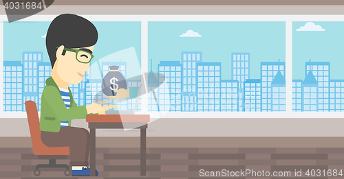 Image of Businessman earning money from online business.