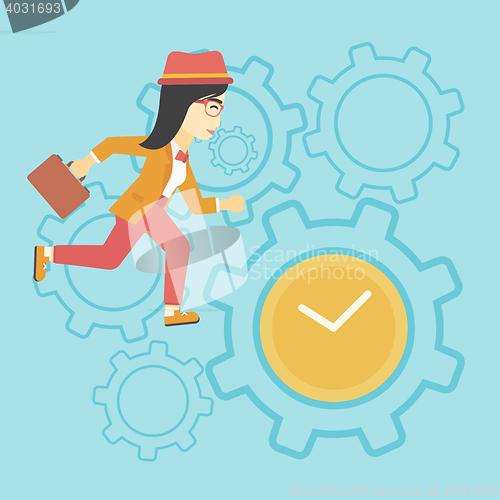 Image of Business woman running vector illustration.