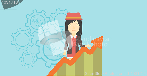 Image of Business woman with growing chart.