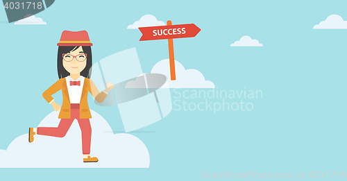 Image of Business woman moving to success.