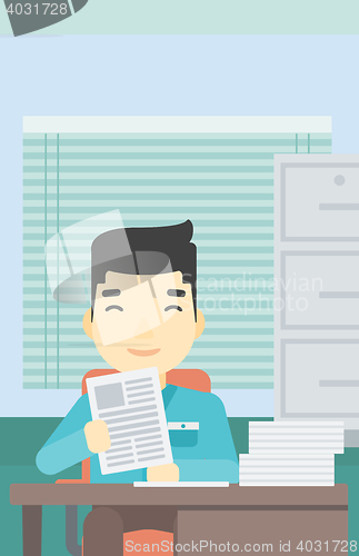 Image of HR manager checking files vector illustration.