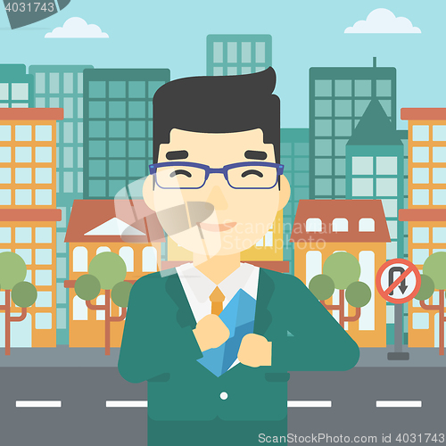 Image of Man putting envelope in pocket vector illustration