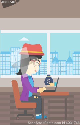 Image of Businesswoman earning money from online business.