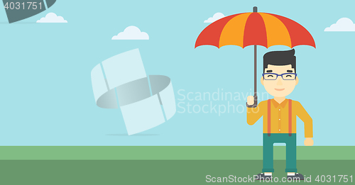 Image of Business man with umbrella vector illustration.
