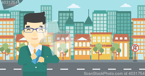 Image of Man putting envelope in pocket vector illustration