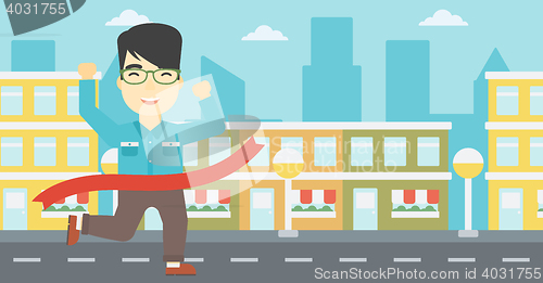 Image of Businessman crossing finish line.
