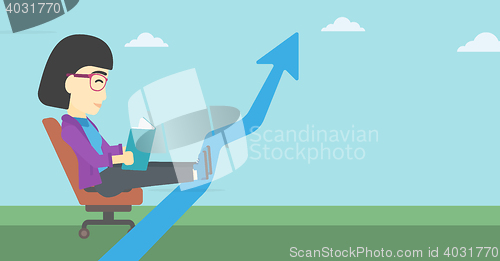 Image of Business woman reading book vector illustration.