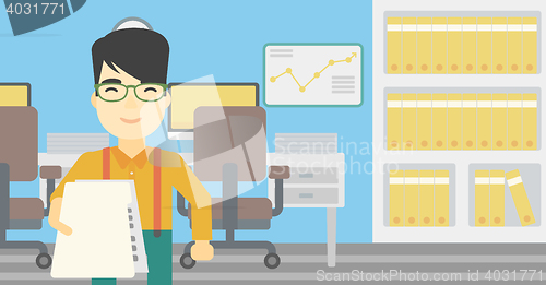 Image of Man giving resume vector illustration.