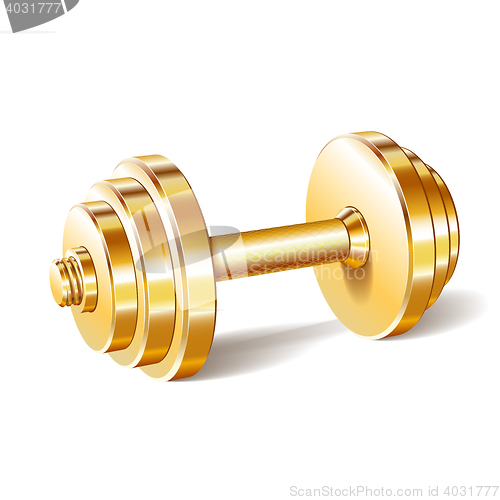 Image of Golden realistic dumbbell