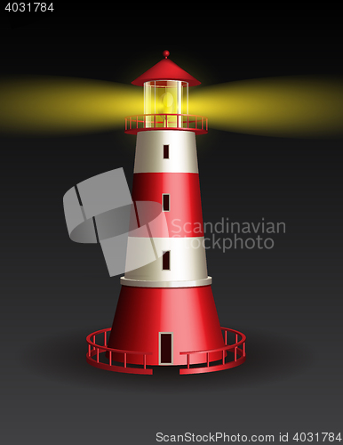 Image of Red lighthouse on black background.