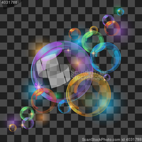 Image of Abstract background with transparent bubbles.