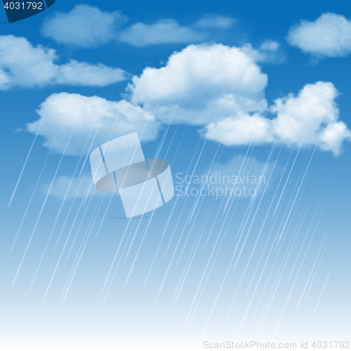 Image of Rainclouds and rain in the blue sky