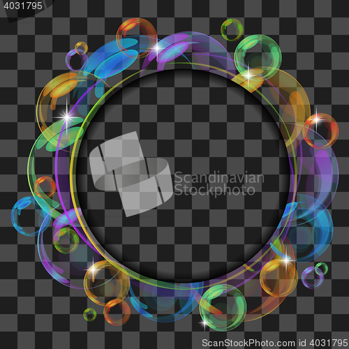 Image of Abstract banner with transparent bubbles.