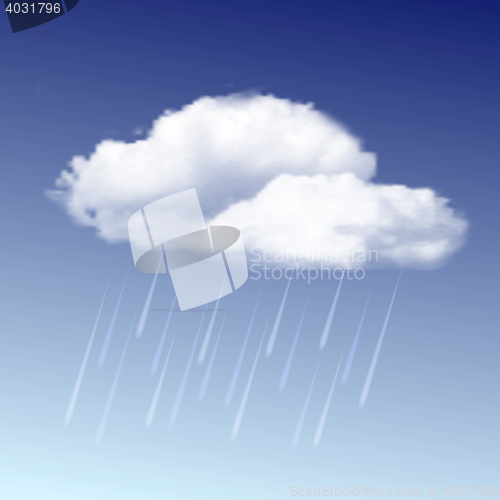 Image of Raincloud and rain in the blue sky