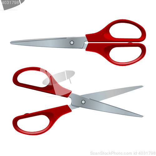 Image of Red scissors isolated on white background.