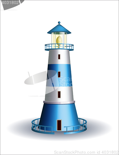 Image of Blue lighthouse isolated on white