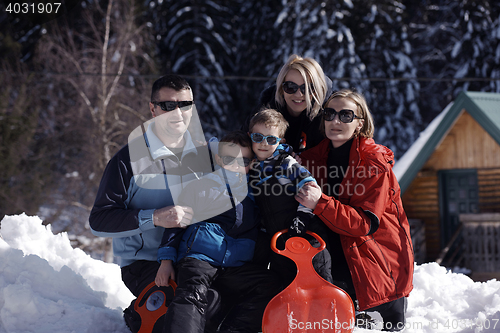 Image of family portrait at beautiful winter day