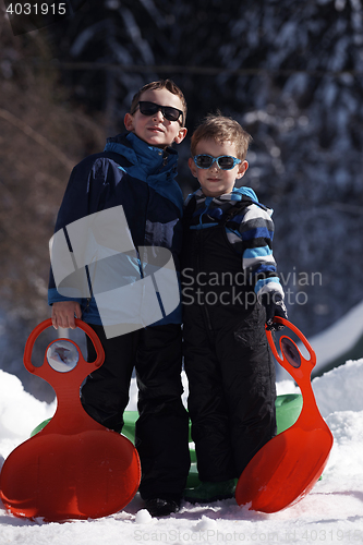 Image of portrait of little boys at winter day