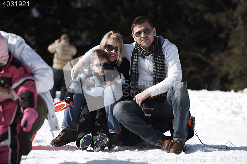 Image of family portrait at beautiful winter day