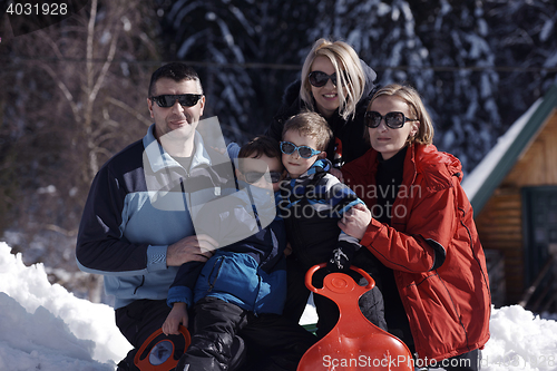 Image of family portrait at beautiful winter day