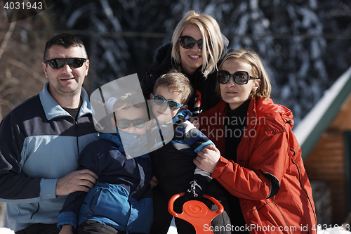 Image of family portrait at beautiful winter day