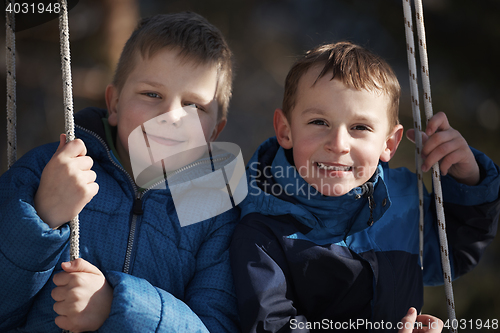 Image of portrait of little boys at winter day