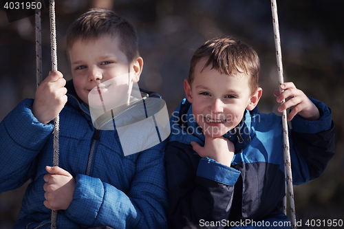 Image of portrait of little boys at winter day