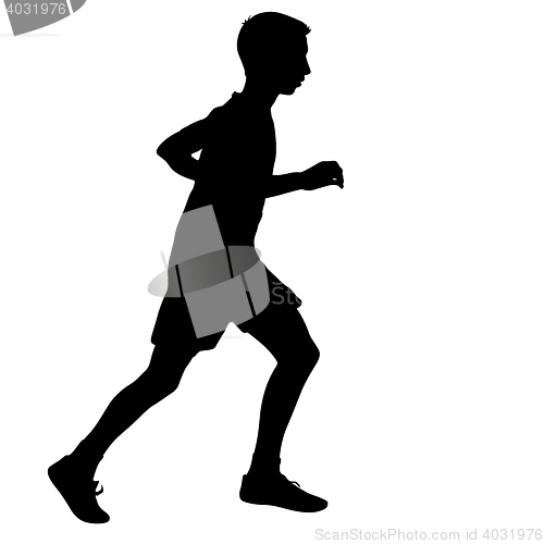 Image of Silhouettes Runners on sprint, men. illustration.