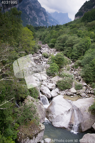 Image of Mountain river and waterfall