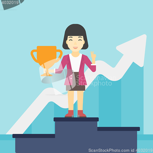 Image of Business woman proud of her business award.