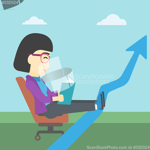 Image of Business woman reading book vector illustration.