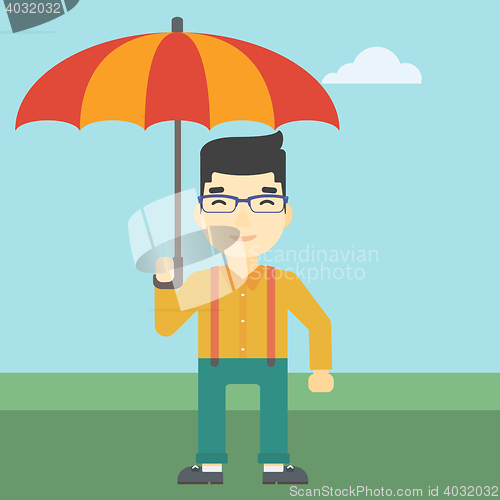 Image of Business man with umbrella vector illustration.