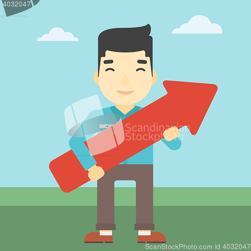 Image of Businessman with arrow up vector illustration.