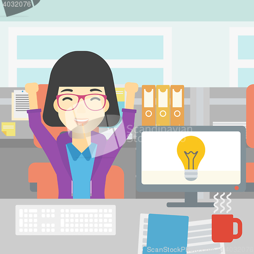Image of Creative excited woman having business idea.