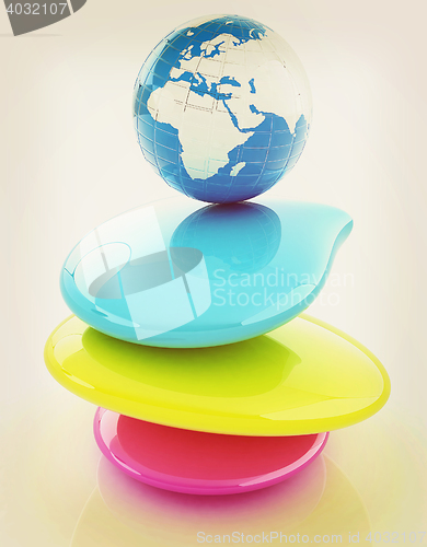 Image of Colorfull earth on spa stones. 3d icon . 3D illustration. Vintag