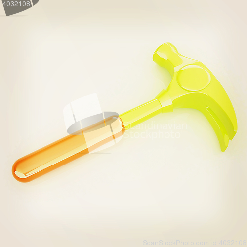 Image of Hammer on white background . 3D illustration. Vintage style.