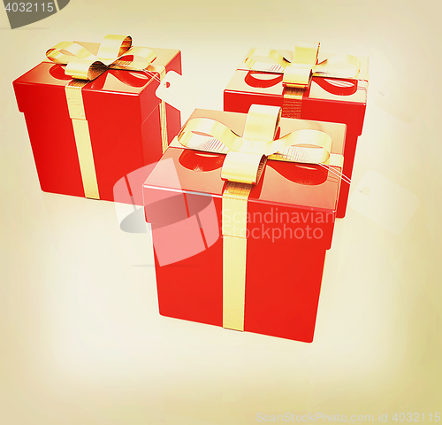 Image of Bright christmas gifts. 3D illustration. Vintage style.