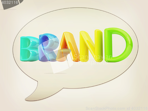 Image of messenger window icon. \"brand\" 3d colorful text . 3D illustratio