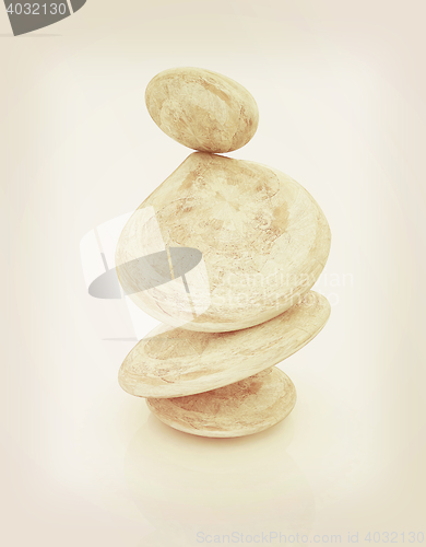 Image of Glossy spa stones. 3d icon . 3D illustration. Vintage style.