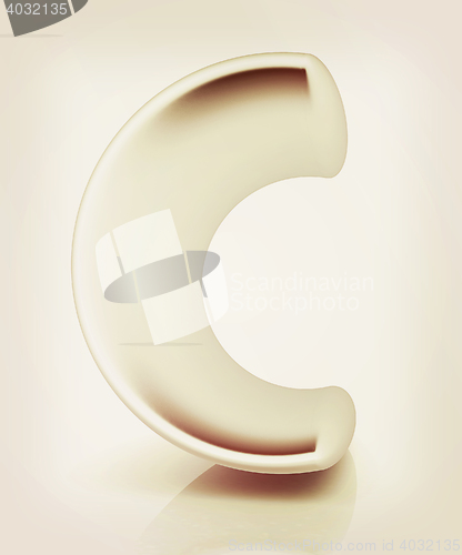 Image of 3D metall letter \"C\". 3D illustration. Vintage style.