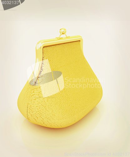 Image of Leather purse. 3D illustration. Vintage style.