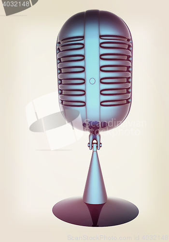 Image of 3d rendering of a microphone. 3D illustration. Vintage style.