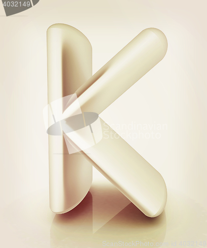 Image of 3D metall letter \"K\". 3D illustration. Vintage style.