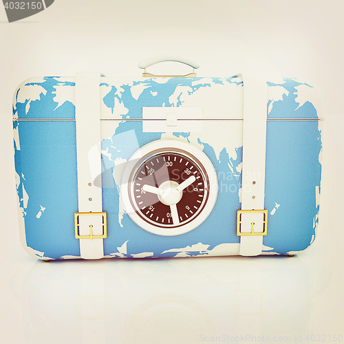 Image of suitcase-safe for travel . 3D illustration. Vintage style.