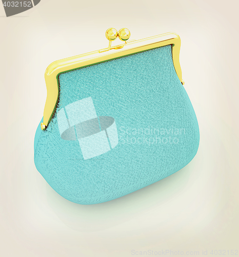 Image of Leather purse. 3D illustration. Vintage style.