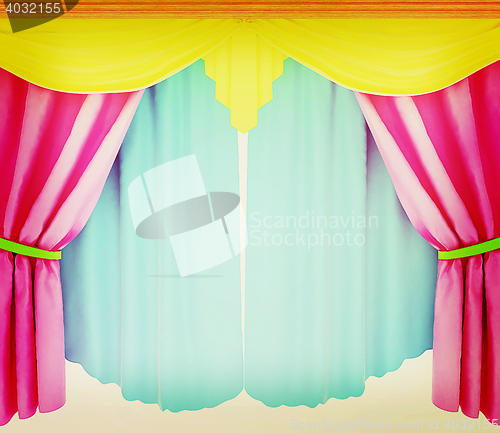 Image of Colorfull curtains isolated on a white background . 3D illustrat