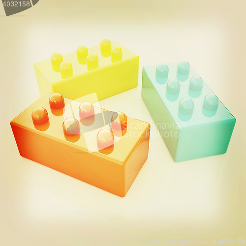 Image of Building blocks on white . 3D illustration. Vintage style.